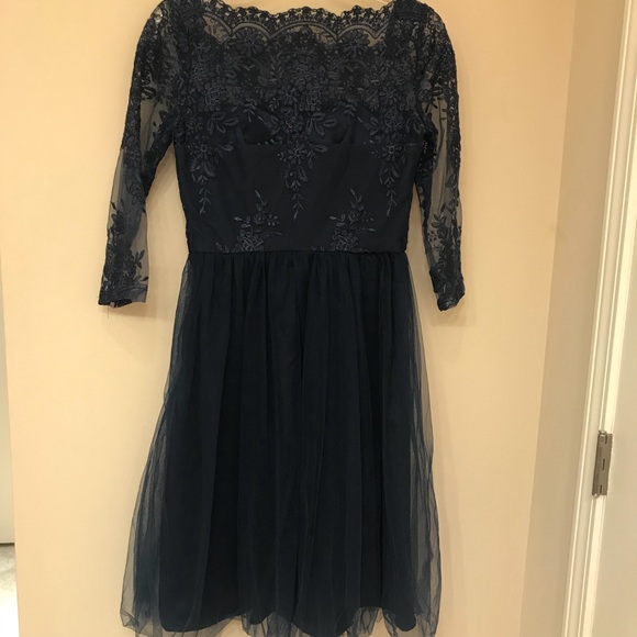 CHI CHI London ASOS 6 lace tulle Navy Retro Dress - Picture 3 of 7